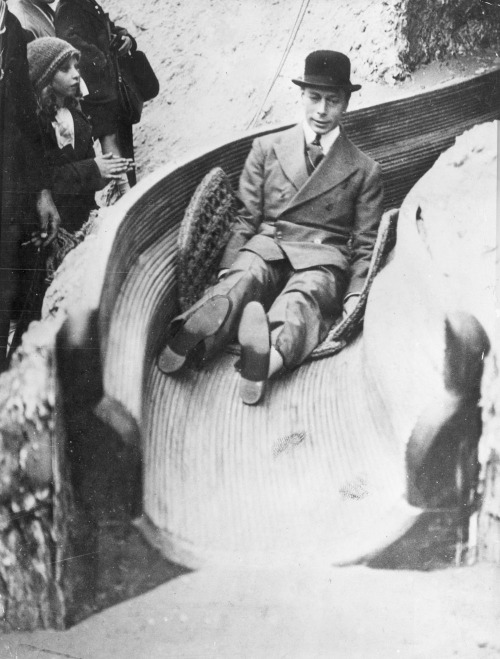 The future King George VI on a Helter Skelter at Wembley Exhibition, London, 1925.